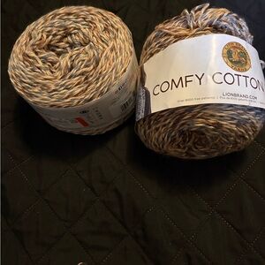 2 skeins - Lions Brand Comfy Cotton yarn. Driftwood